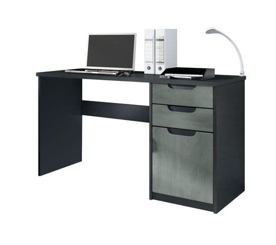 Bureau Noir Mat Et Béton Foncé (lxhxp) :(129 X 76 X 60 Cm)