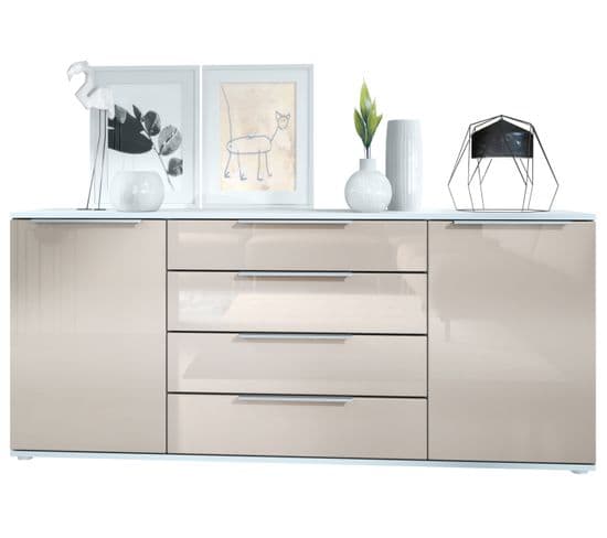 Buffet Blanc Et Gris Sable Laqué Hxp) : 166,5 X 72,5 X 35 Cm