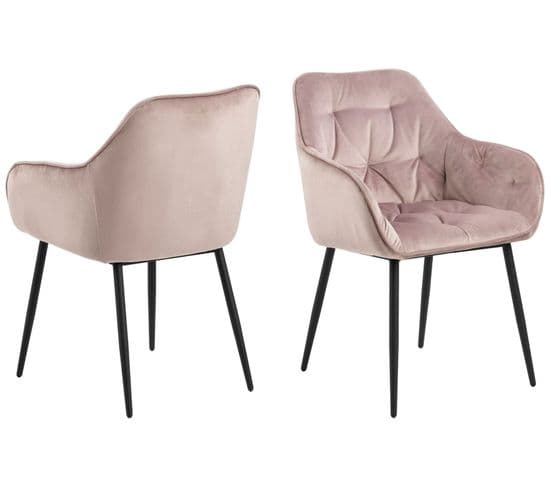 Fauteuil De Salle À Manger En Velours Et Métal (lot De 2) - Teri