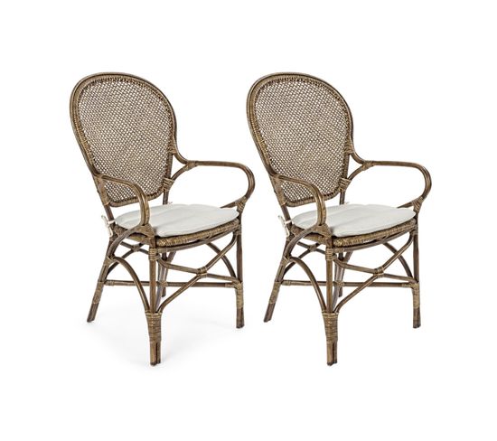 Fauteuil En Rotin Bistrot (lot De 2) - Elina