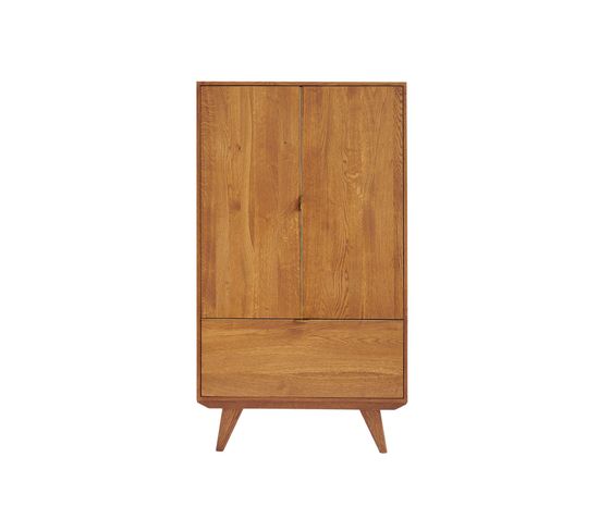 Buffet Haut Rétro En Bois 2 Portes 1 Tiroir L80 H140 Bronze - Mallet