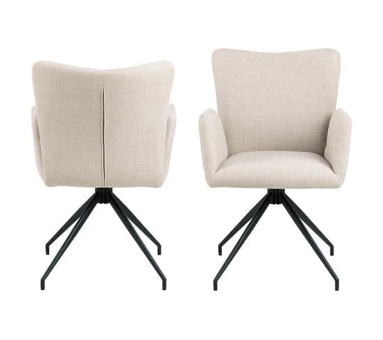 Fauteuil De Salle à Manger Pivotant à Accoudoirs En Tissu (lot De 2) - Lara