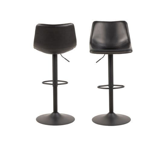 Tabouret De Bar Simili Piétement Tulipe Métal Noir (lot De 2) - Jack