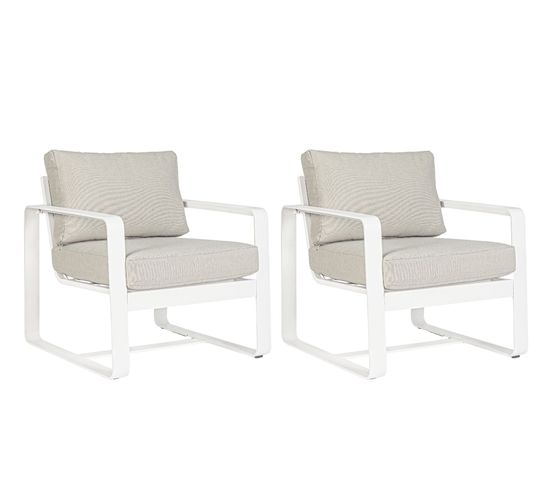 Fauteuil De Jardin En Aluminium Et Tissu (lot De 2) - Etretat