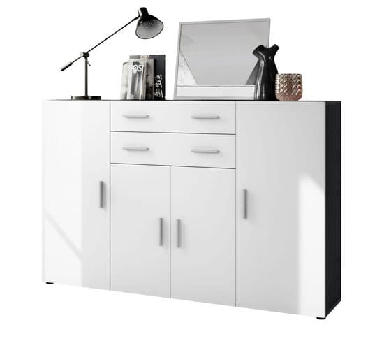 Buffet Anthracite Et Blanc Mat (lxhxp) : 166,5 X 106,5 X 35