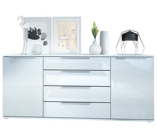 Buffet Blanc Mat Façades Laquées Hxp) : 166,5 X 72,5 X 35 Cm