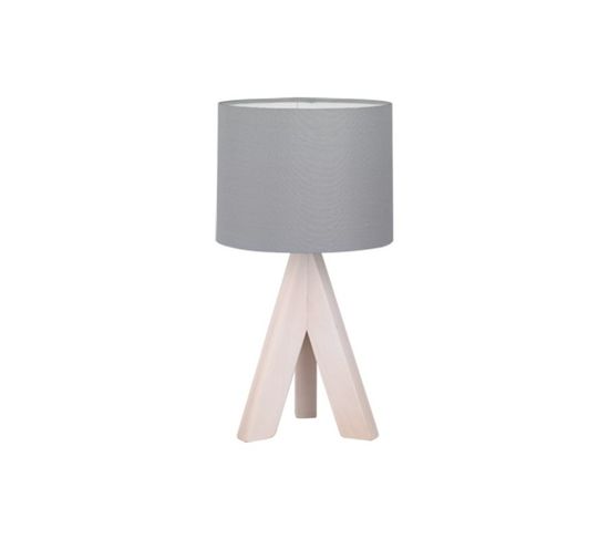 Lampe De Chevet Bois Agathe Abat Jour Gris