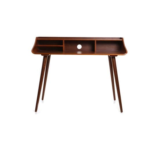 Bureau Avec Rangements Vintage Bois Foncé L120 Cm Nordeco