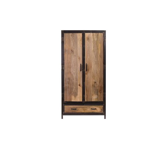 Armoire Industrielle En Bois Massif Manguier Et Métal Noir L90 Cm Industria