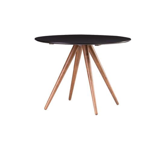 Table À Manger Ronde Design Noyer Et Noir D106 Cm Walford