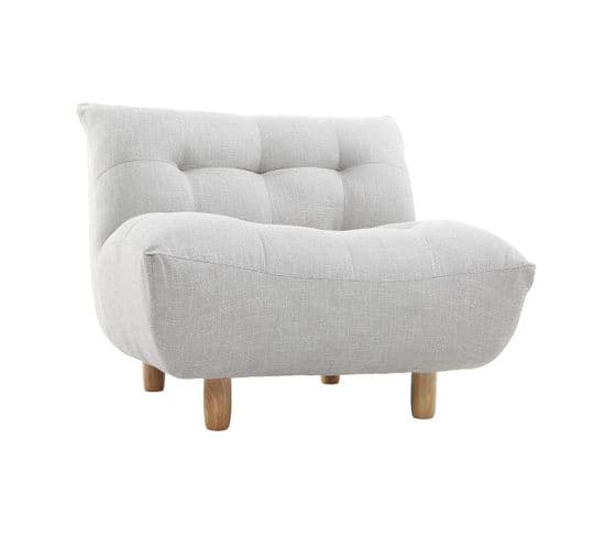 Fauteuil Scandinave En Tissu Gris Clair Et Bois Clair Yumi