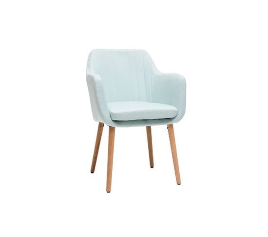 Chaise Scandinave En Tissu Menthe à L'eau Et Bois Clair Massif Aleyna