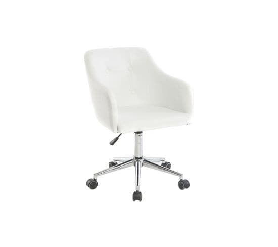 Chaise De Bureau à Roulettes Design Blanc Et Acier Chromé Baltik