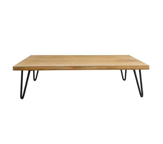 Table Basse Rectangulaire Bois Manguier Massif Et Métal Noir L117 Cm Vibes