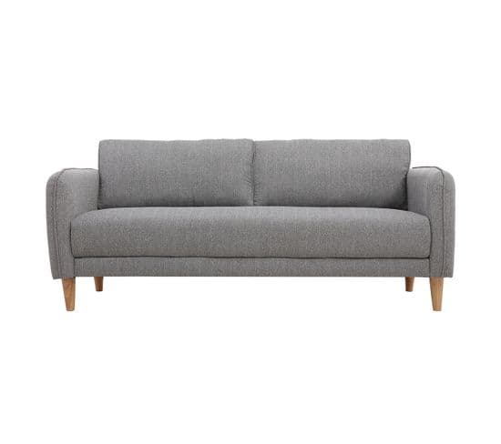 Canapé Scandinave 3 Places En Tissu Gris Clair Et Bois Clair Kurt