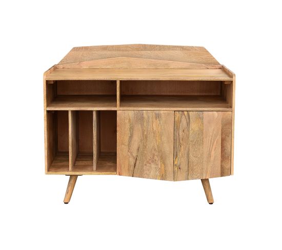 Buffet Meuble De Rangement Vinyles En Bois Manguier Massif L105 Cm Matahari