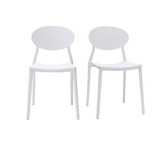 Chaises Design Empilables Blanches Intérieur - Extérieur (lot De 2) Anna