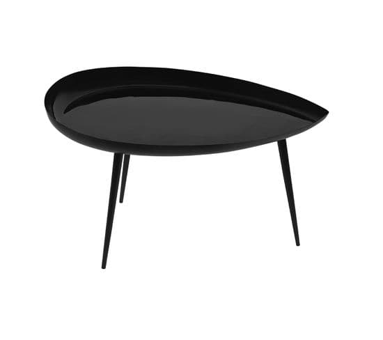 Table Basse Design Laquée En Acier Noir L80 Cm Drop