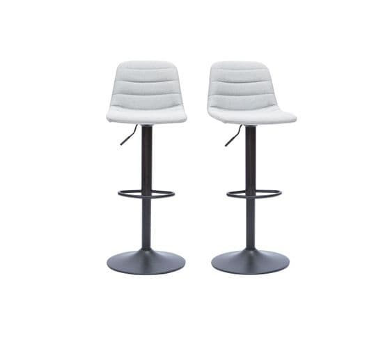 Tabourets De Bar Réglables En Tissu Gris Clair Et Métal (lot De 2) Saury