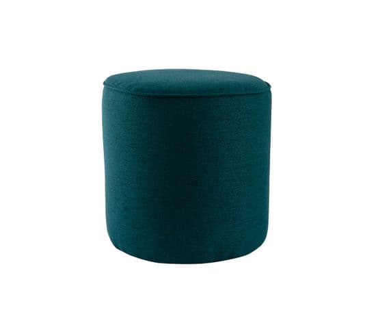 Pouf Rond En Tissu Bleu Paon D40 Cm Coq