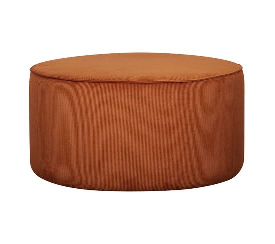 Pouf Rond En Tissu Velours Côtelé Terre Brulée D70 Cm Louis