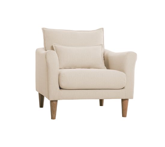 Fauteuil Scandinave En Tissu Beige Et Bois Clair Kate