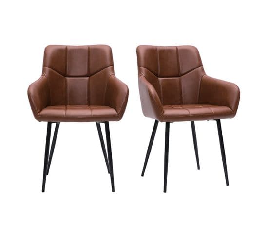 Chaises Matelassées Marron Et Métal Noir (lot De 2) Montero