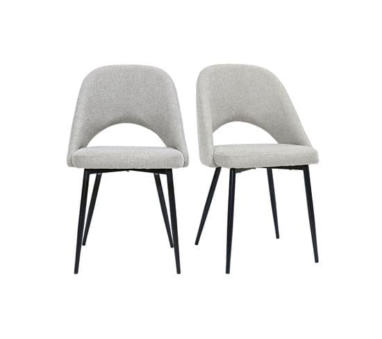 Chaises Vintage En Tissu Effet Velours Texturé Gris Et Métal Noir (lot De 2) Cosette