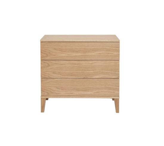 Commode Scandinave En Bois Clair Chêne 3 Tiroirs L80 Cm Freddy