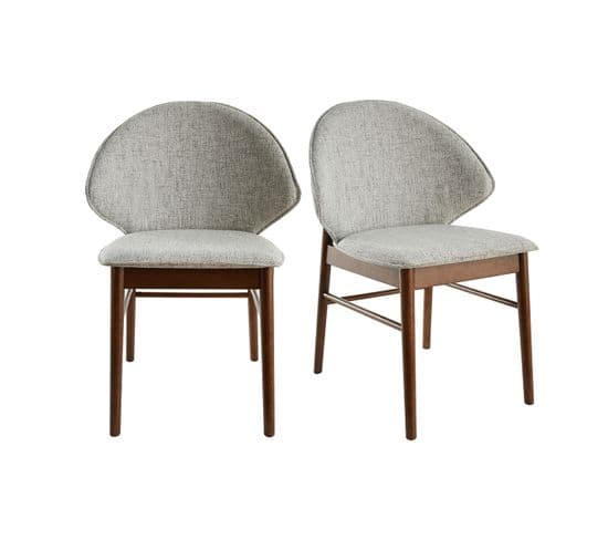 Chaises Vintage En Tissu Gris Clair Et Bois Foncé (lot De 2) Spike