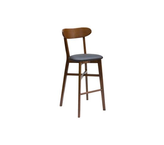 Tabouret De Bar Vintage Noyer Et Noir H75 Cm Dove