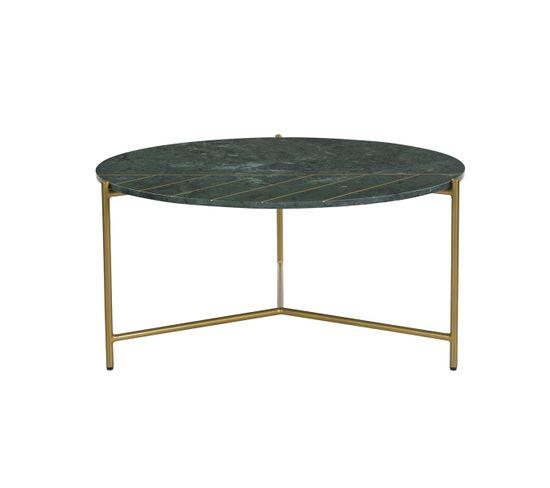 Table Basse Ronde Design En Marbre Vert Et Laiton D90 Cm Sillon