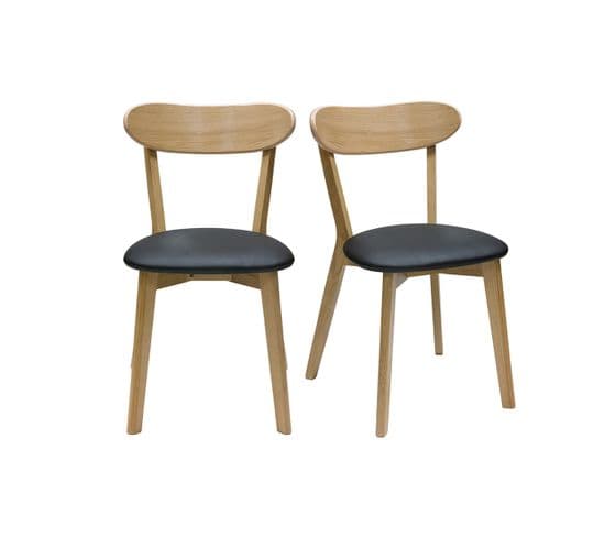 Chaises Vintage En Bois Clair Chêne Et Noir (lot De 2) Dove