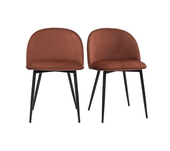 Chaises Design En Tissu Velours Rouge Tomette Et Métal Noir (lot De 2) Celeste