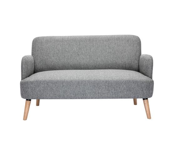 Canapé Scandinave 2 Places En Tissu Gris Clair Et Bois Clair Isko