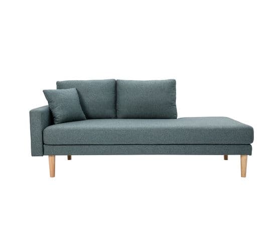 Méridienne Scandinave En Tissu Vert De Gris Et Bois Clair Massif L190 Cm Bertille