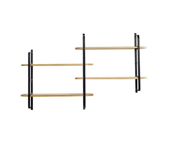 Étagère Murale En Bois Manguier Massif Et Métal Noir L122 Cm Akina