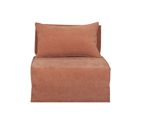 Chauffeuse 1 Place Convertible En Tissu Effet Velours Terracotta Victor