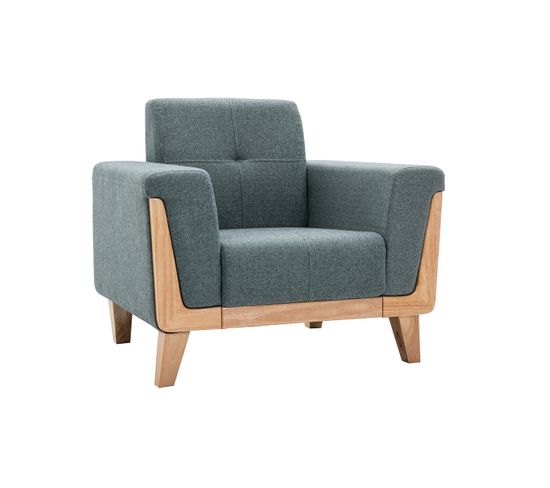 Fauteuil Scandinave En Tissu Vert De Gris Et Bois Clair Fjord