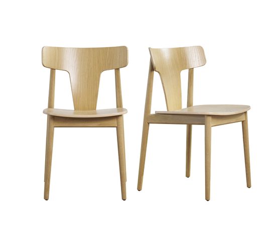 Chaises Scandinaves En Bois Clair Chêne Massif (lot De 2) Louisa