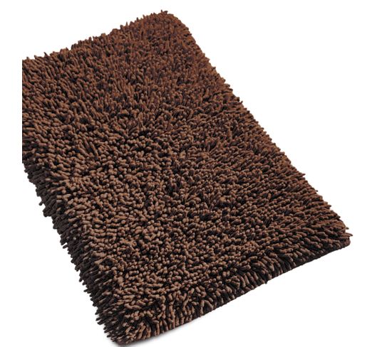 Tapis De Bain 50x80 Cm Chenille Marron 1800g/m2