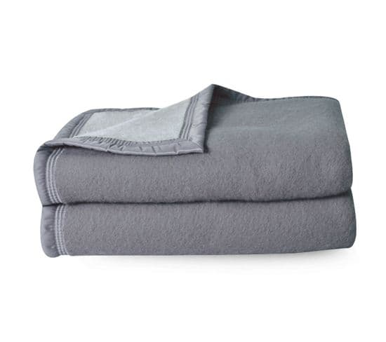 Couverture Pure Laine Vierge Woolmark 500g/m² Volta 180x240 Cm Gris Acier