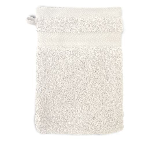 Gant De Toilette 16x21 Cm Royal Cresent Blanc Crème 650g/m2