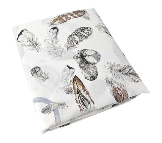 Housse De Couette 260x240 Cm Percale Pur Coton Plumes