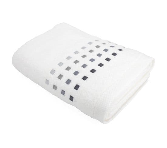 Drap De Bain 100x150 Cm Pure Squares Blanc 550g/m2