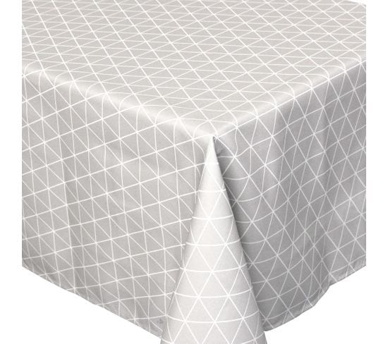 Nappe Rectangle 150x250 Cm Imprimée 100% Polyester Paco Géométrique Gris Argent