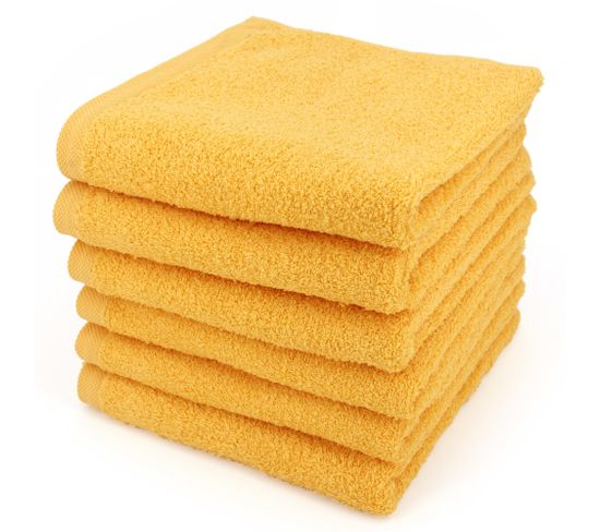 Lot De 6 Serviettes De Toilette 50x90 Cm Alpha Jaune Or