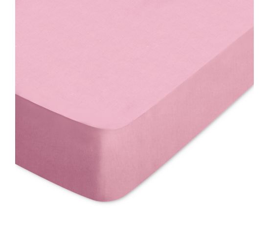 Drap Housse Uni 120x190 Cm Bonnet 40 Cm Coton Alto Rose Macaron