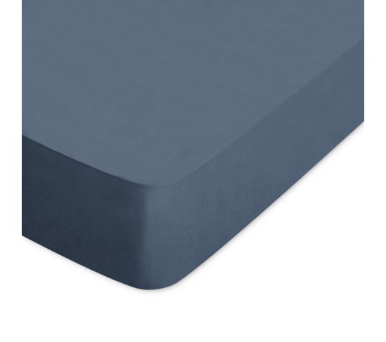 Drap Housse Uni 100x200 Cm Bonnet 40 Cm Coton Alto Bleu Jean