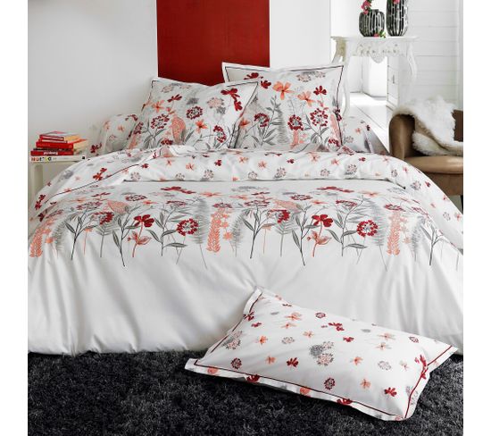 Parure De Lit 200x200 Cm Percale Pur Coton Petite Folie Rouge